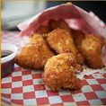 Fun-snack size chicken strips, pork bites or combination of the two.
