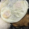 Two hamburger patties, covered with our house made brown gravy & topped with two eggs.