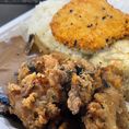 Combo Plate of Mochiko Chicken, Hamburger Steak & Asian Crusted Ono