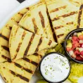 Pitadilla with choice of protein and dipping sauce